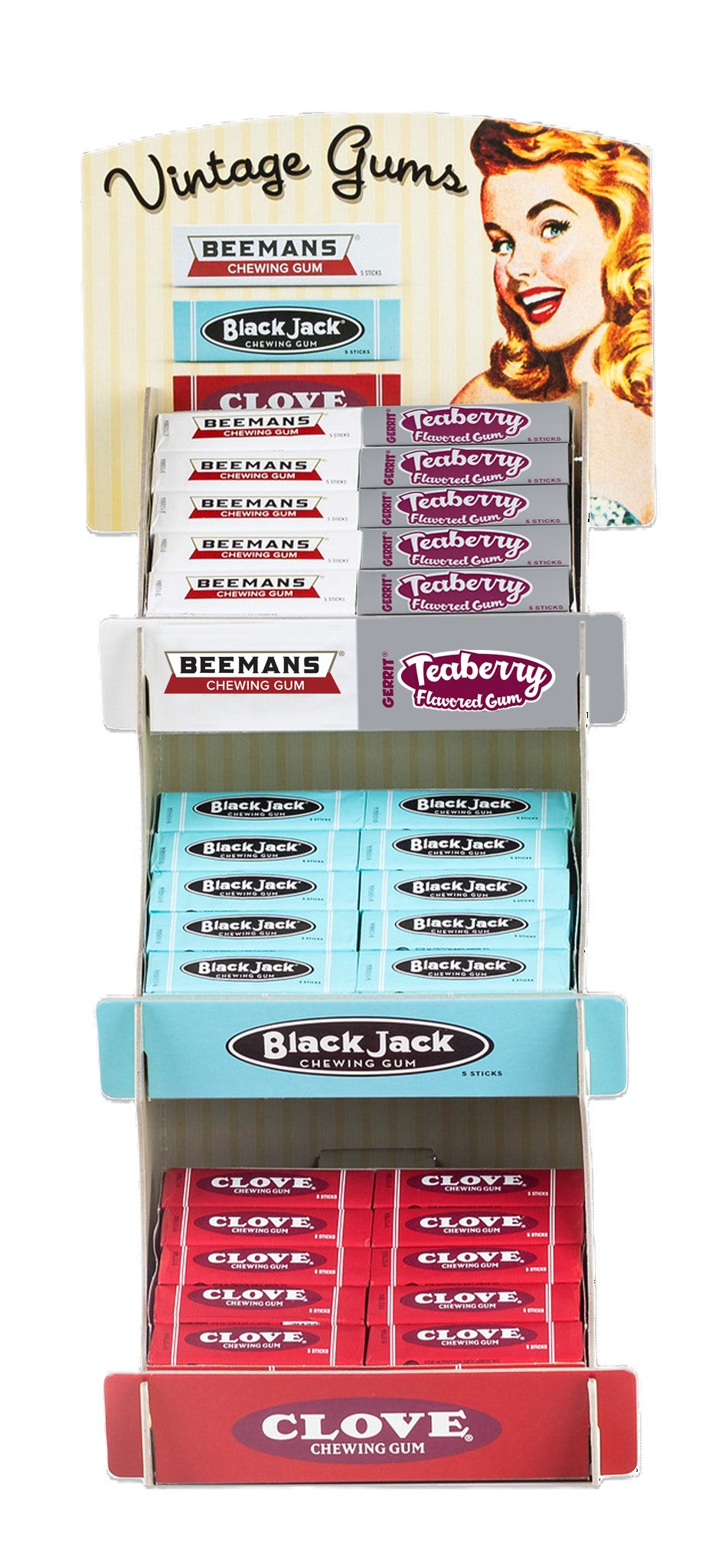 Nostalgic Vintage Gum Display, Beemans Black Jack Clove Teaberry Gum