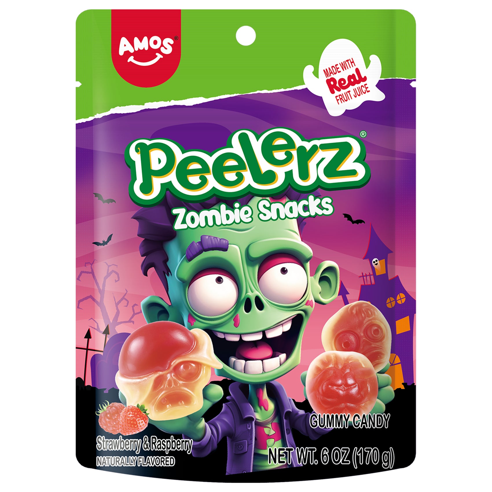 Amos Halloween Peelerz Gummy Zombie Snacks 6oz, 12ct