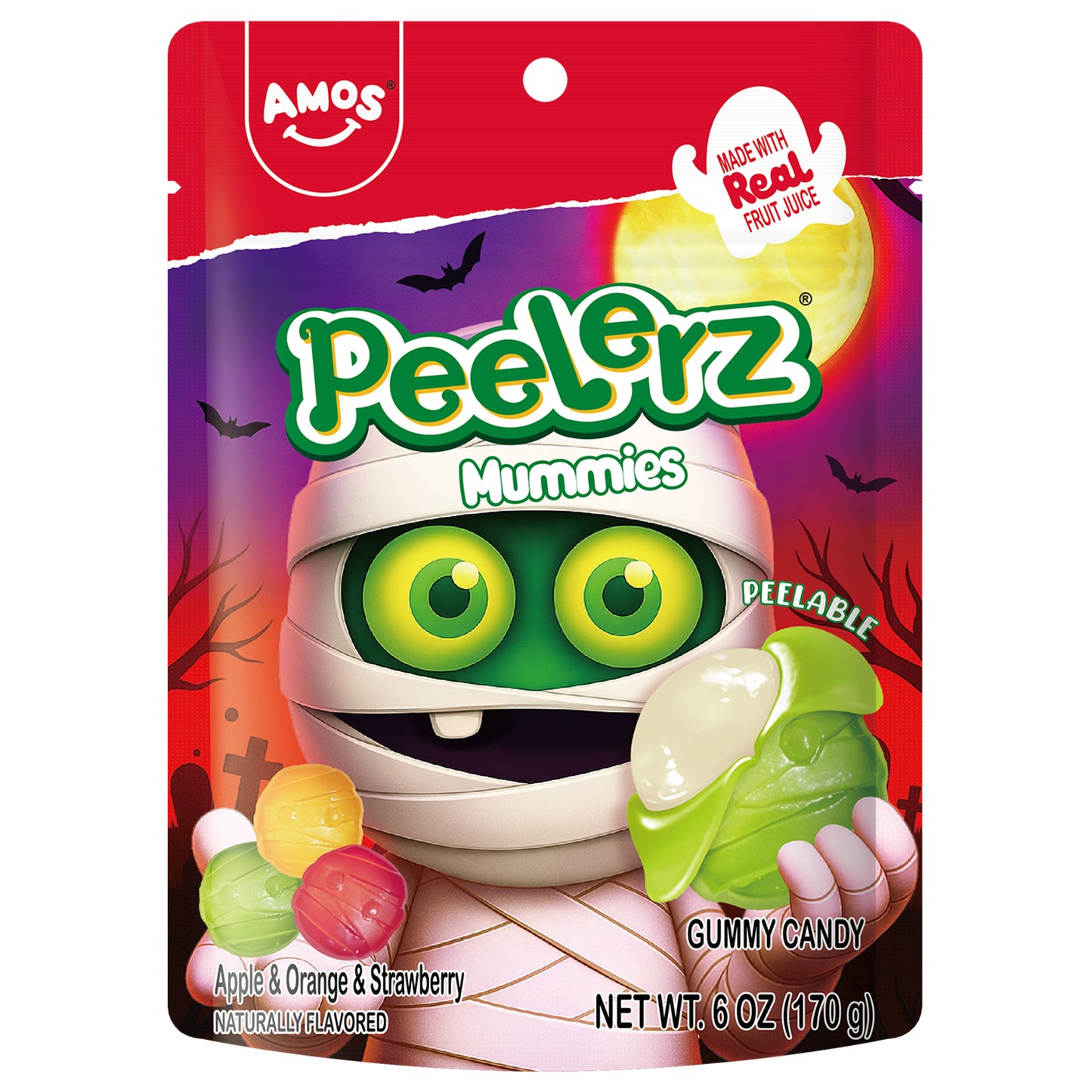 Amos Halloween Peelerz Gummy Mummy 6oz, 12ct