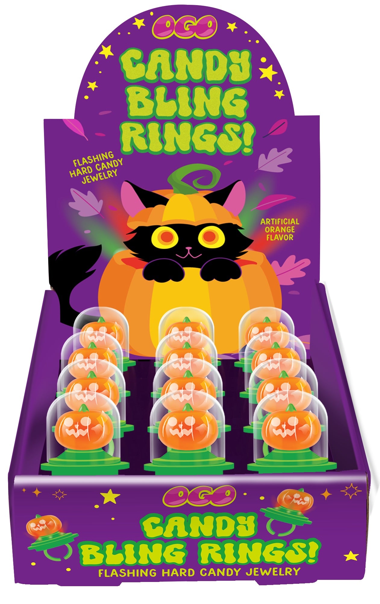 Pumpkin Bling Rings, 12ct