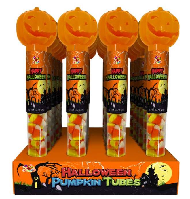 Pumpkin Tubes w/ Candy Corn, 1.4oz, 24ct