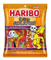 Haribo Halloween Crazy Skeletons Peg Bag, 4oz, 12ct