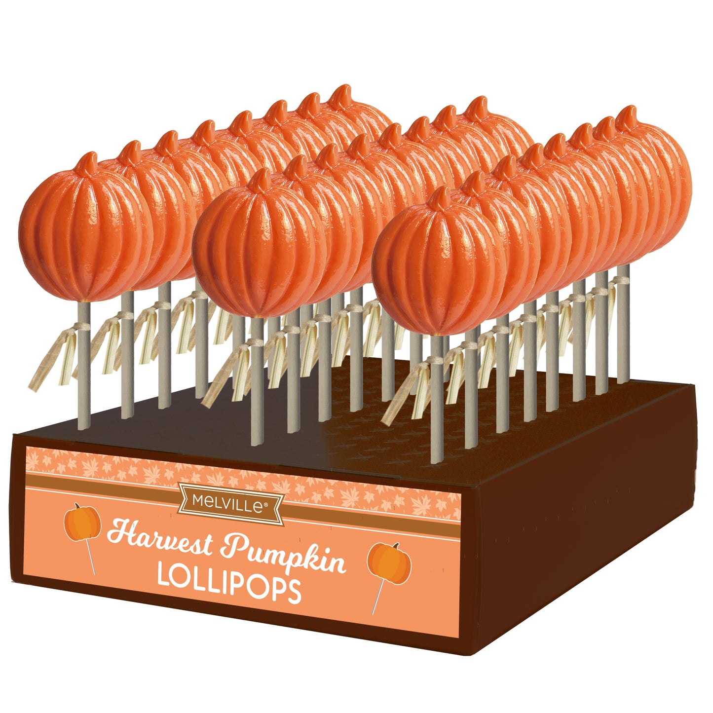Harvest Pumpkin Hard Candy Lollipop 24ct Display