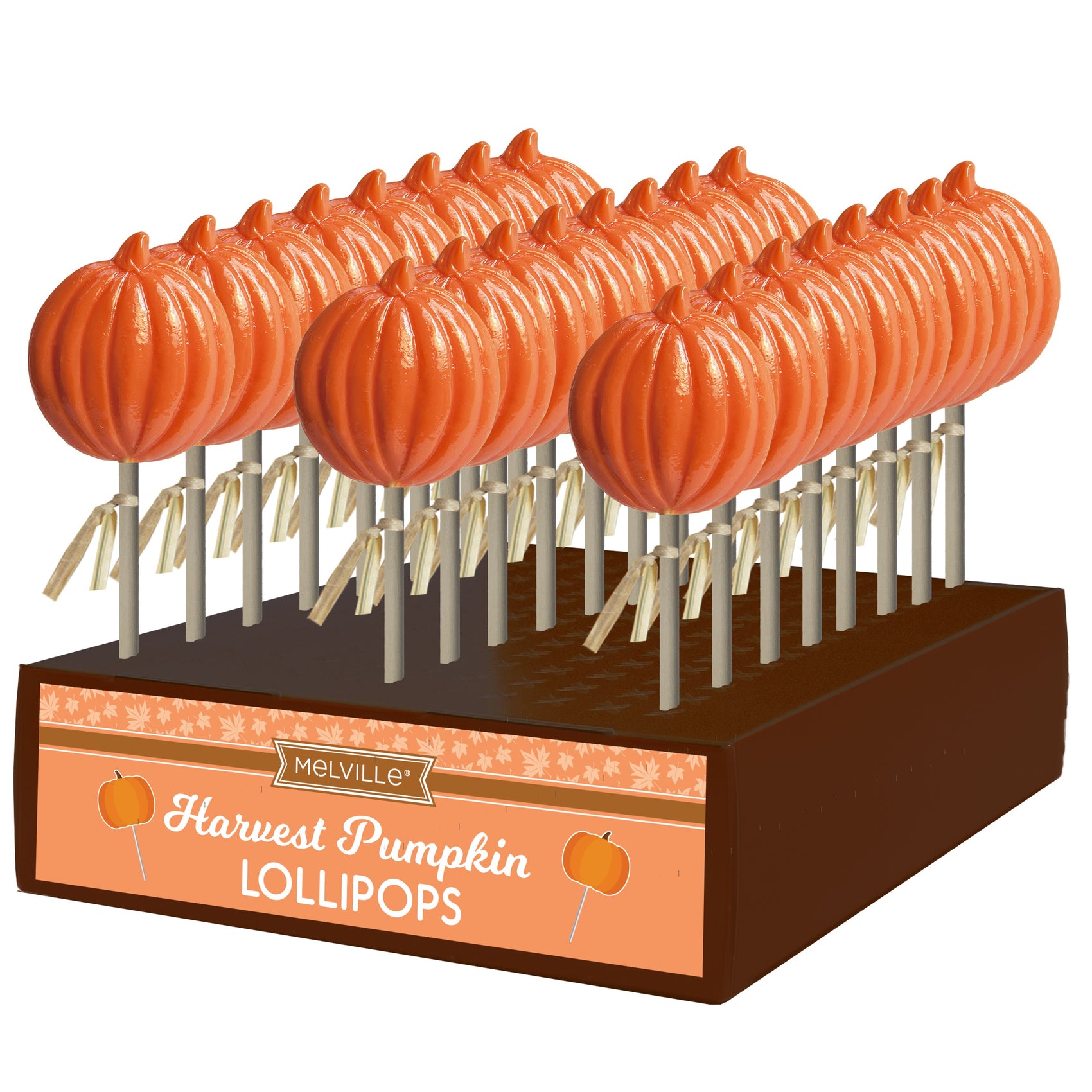Harvest Pumpkin Hard Candy Lollipop 24ct Display