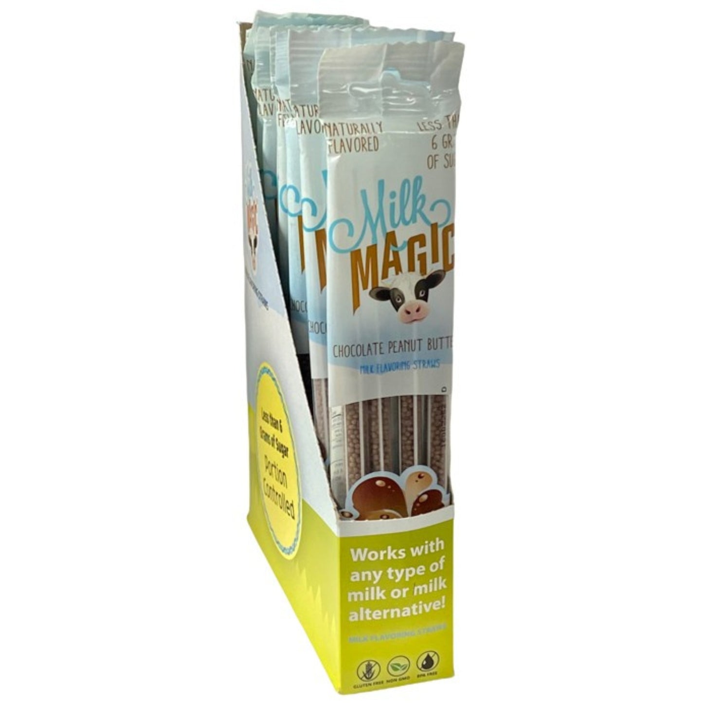 Milk Magic Straws Chocolate Peanut Butter, 4pc, 14ct Display