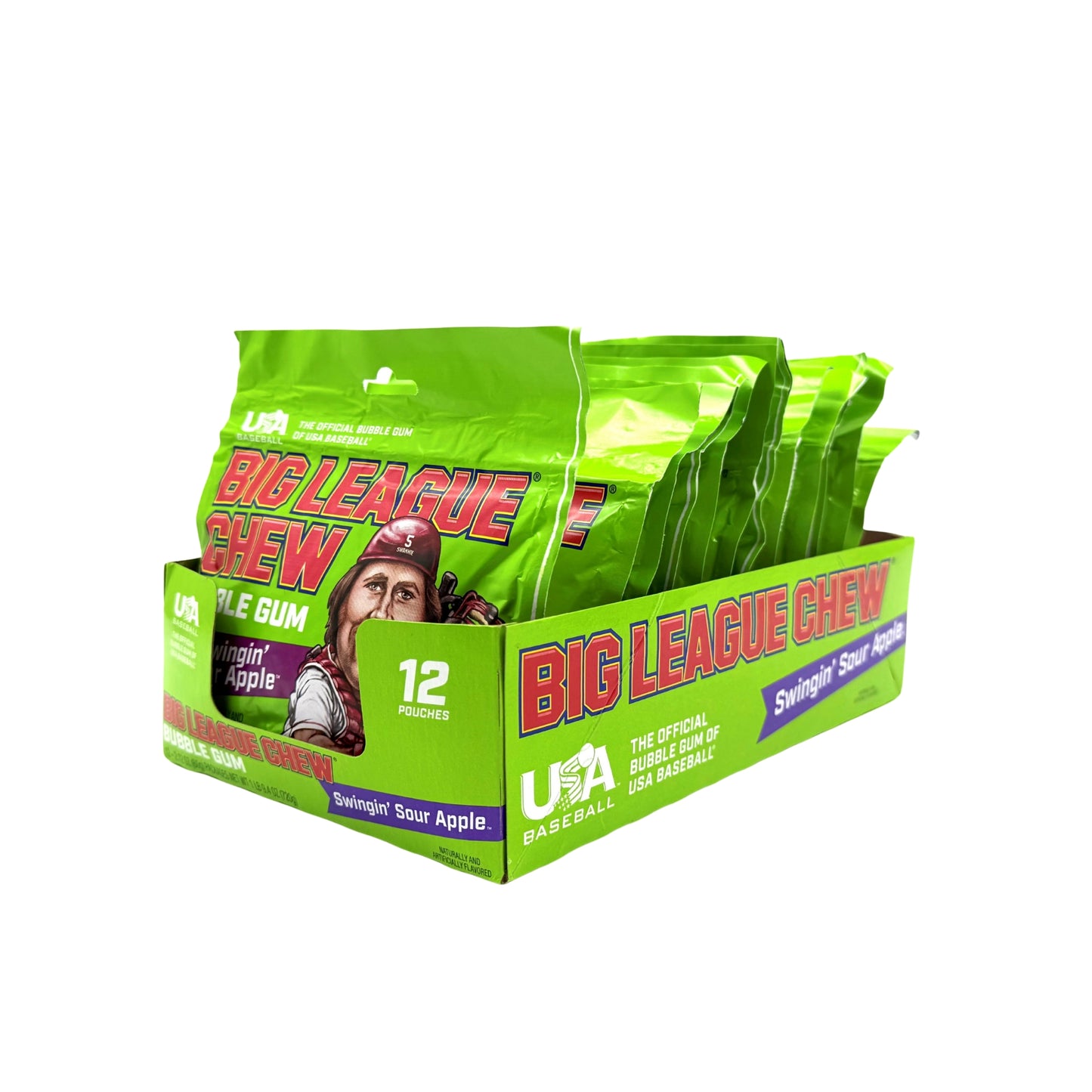 Big League Chew Sour Apple Bubble Gum, 12ct