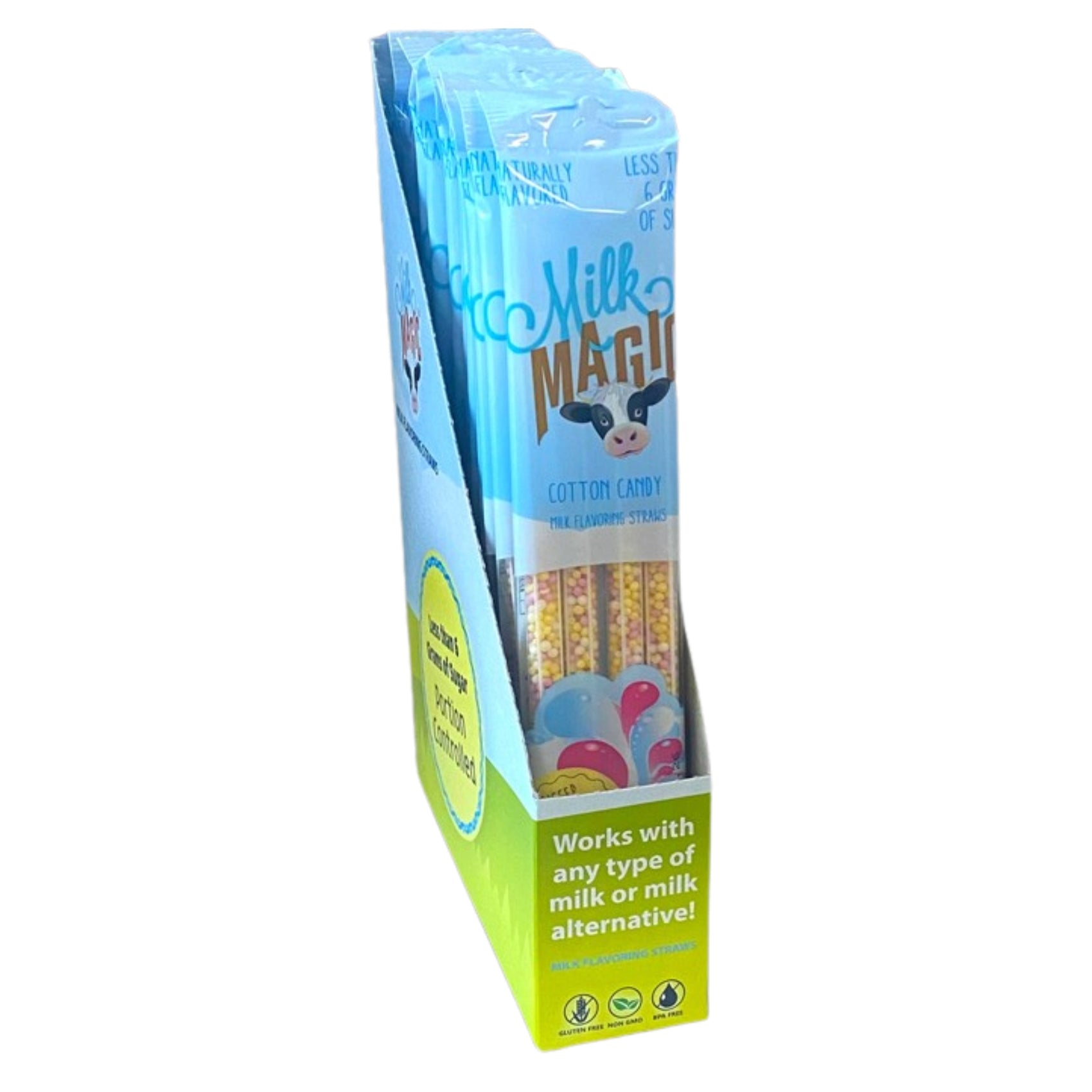 Milk Magic Straws Cotton Candy, 4pc, 14ct Display