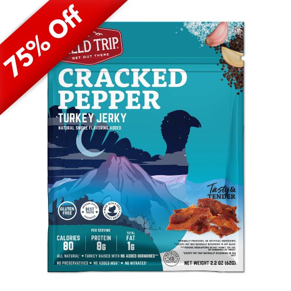 Field Trip Cracked Pepper Turkey Jerky 2.2oz, 9ct, BB 10/19/26