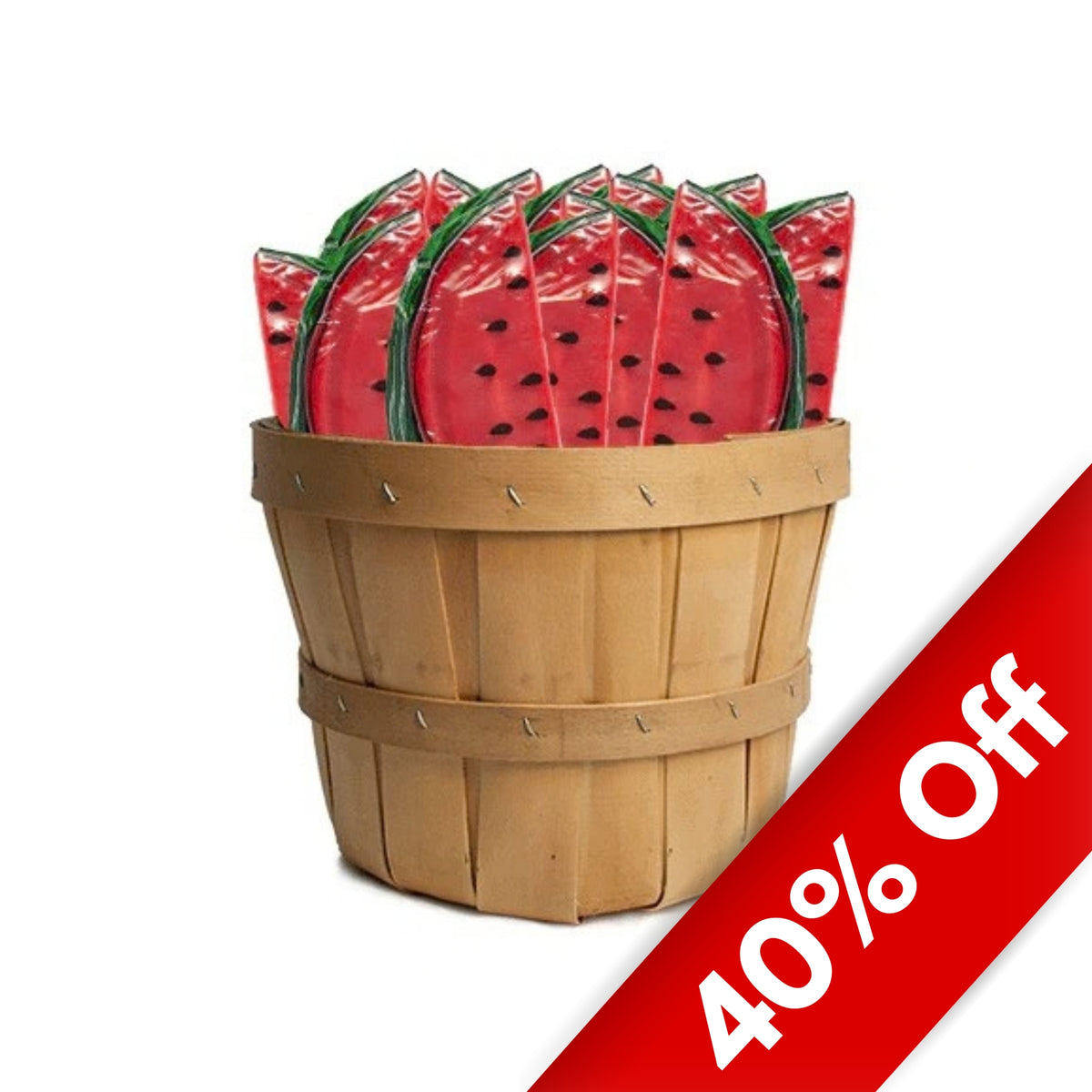 Watermelon Slice Hard Candy Lollipop, 30ct Basket