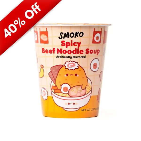 Limited Import - Smoko Spicy Beef Noodle Soup, 60g cup, 6ct BBD 10/17/26