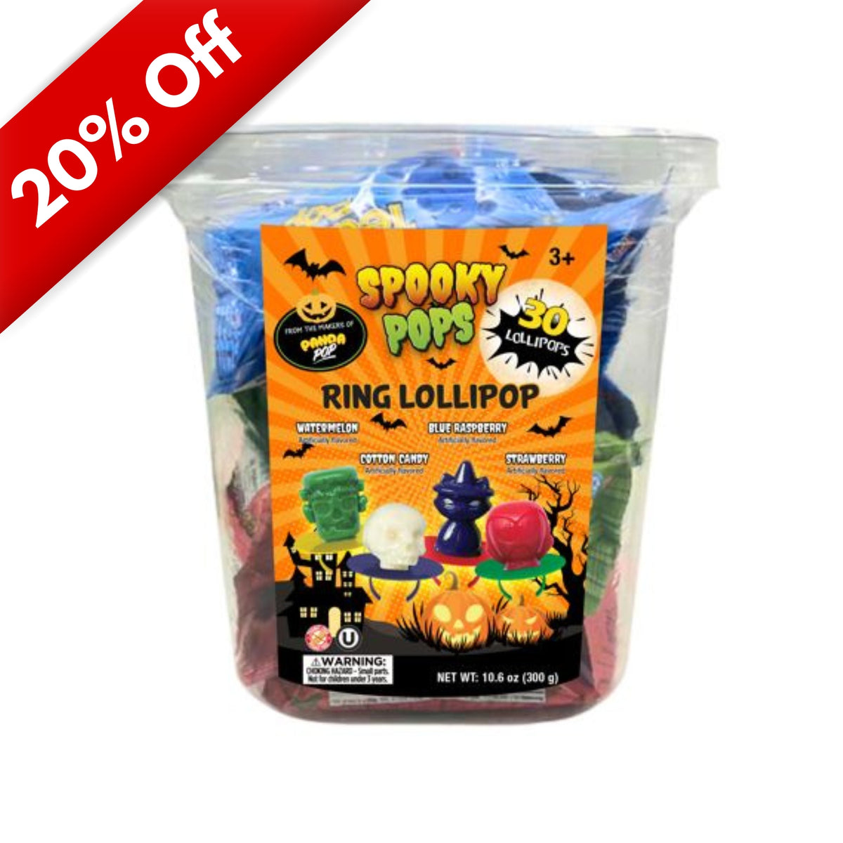 Spooky Pops Ring Lollipop, 30ct Tub