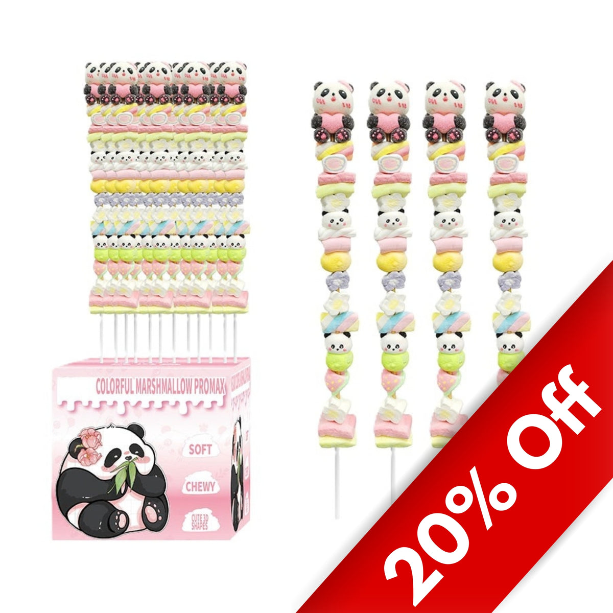 Limited Import - Giant 33" Tall Panda Marshmallow Skewer, 21ct