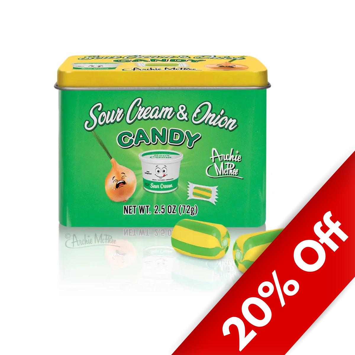 Archie McPhee Sour Cream & Onion Candy Tin, 6ct