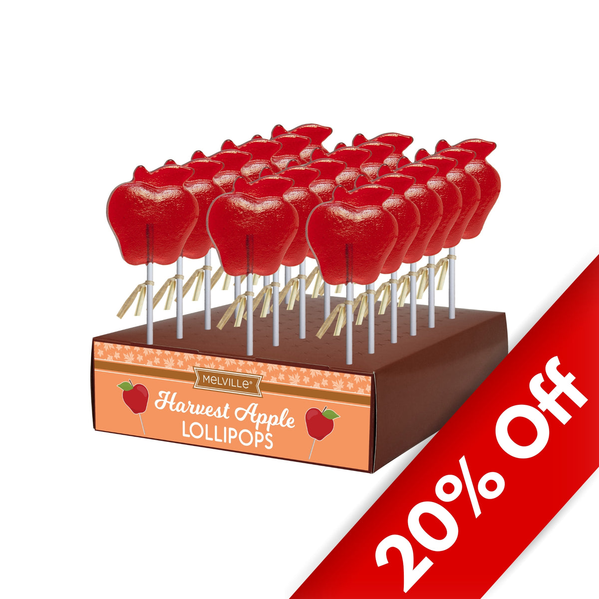 Fall Red Apple Hard Candy Lollipop 24ct Display