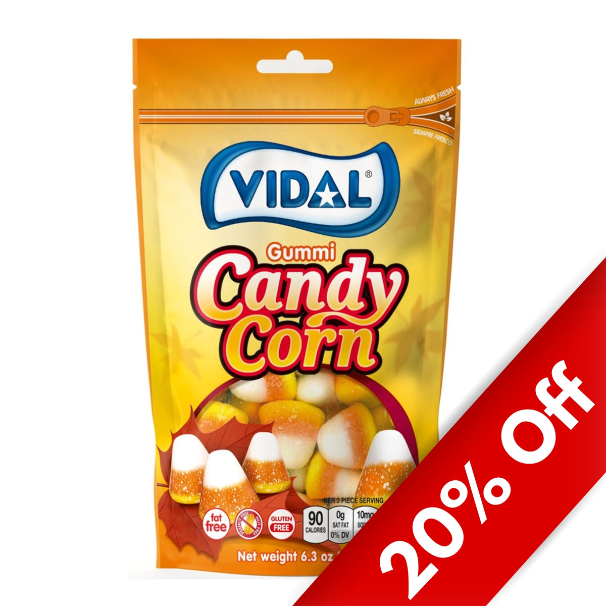 Vidal Gummi Candy Corn Gusset Bag, 6.35oz, 7ct