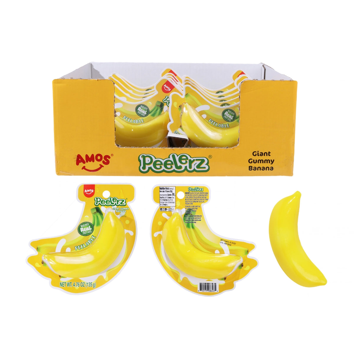 Amos Peelerz Giant Gummy Banana 4.76oz, 12ct
