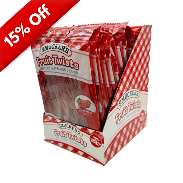 Smuckers Fruit Twists Strawberry 5oz Peg Bag, 12ct