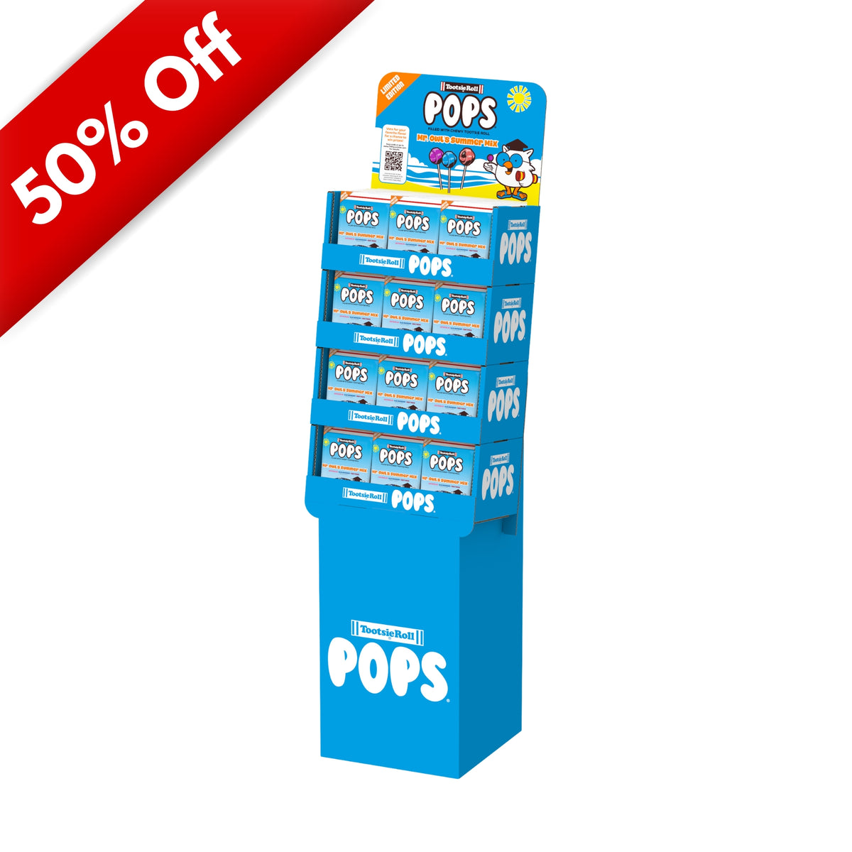 Mr. Owl's Tootsie Pops Summer Mix, 5.4oz Peg Bag, 72ct Shipper