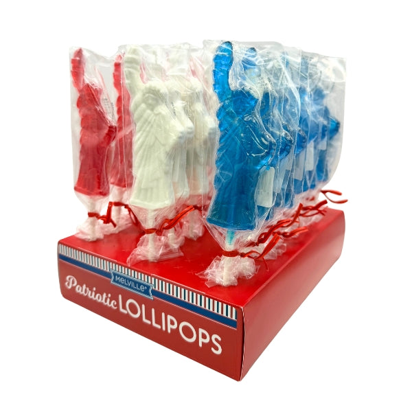 USA 250 - Patriotic Statue of Liberty Hard Candy Lollipops, 24ct Display