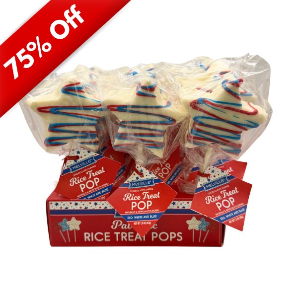 USA 250 - Patriotic Rice Treat Drizzle Star Pops, 18ct Display