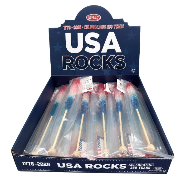 America 250 - Giant Rock Candy Stick Red/White/Blue, 12ct Disp Box