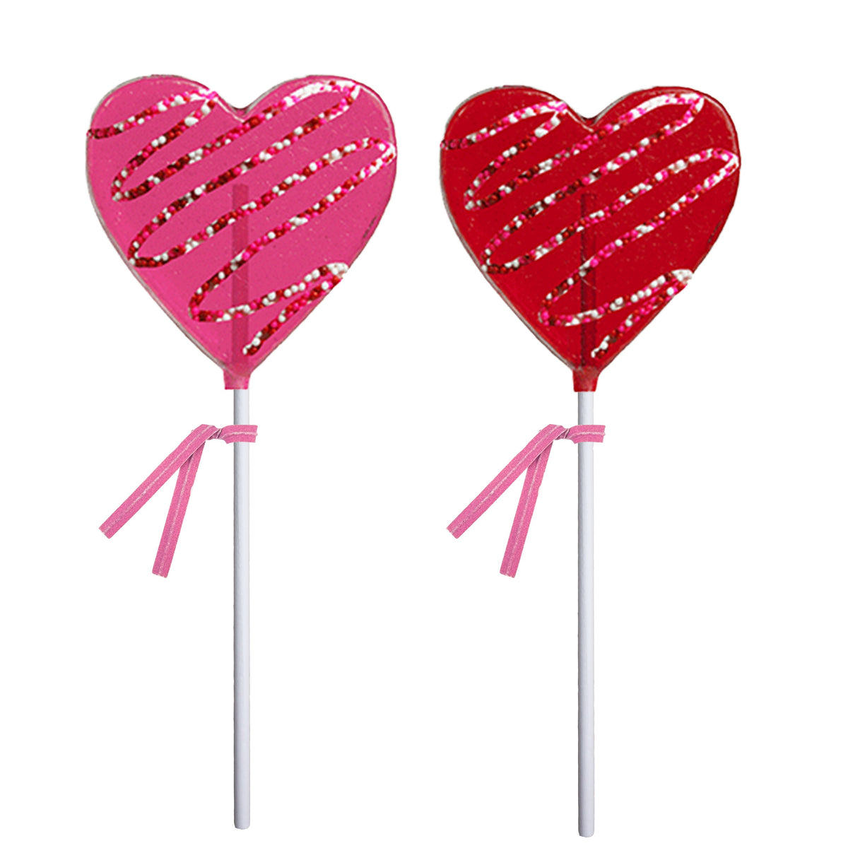 Melville Cute Heart Nonpareil Drizzle Lollipop, 24ct