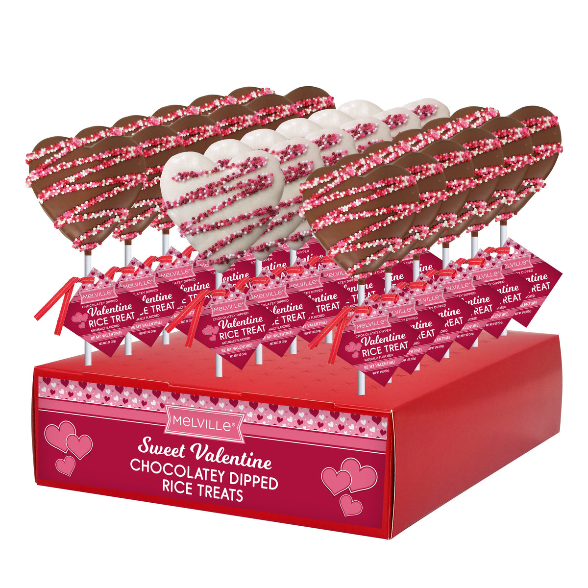 Rice Cereal Treat w/ Chocolate Heart Drizzle & Nonpareils, 18ct