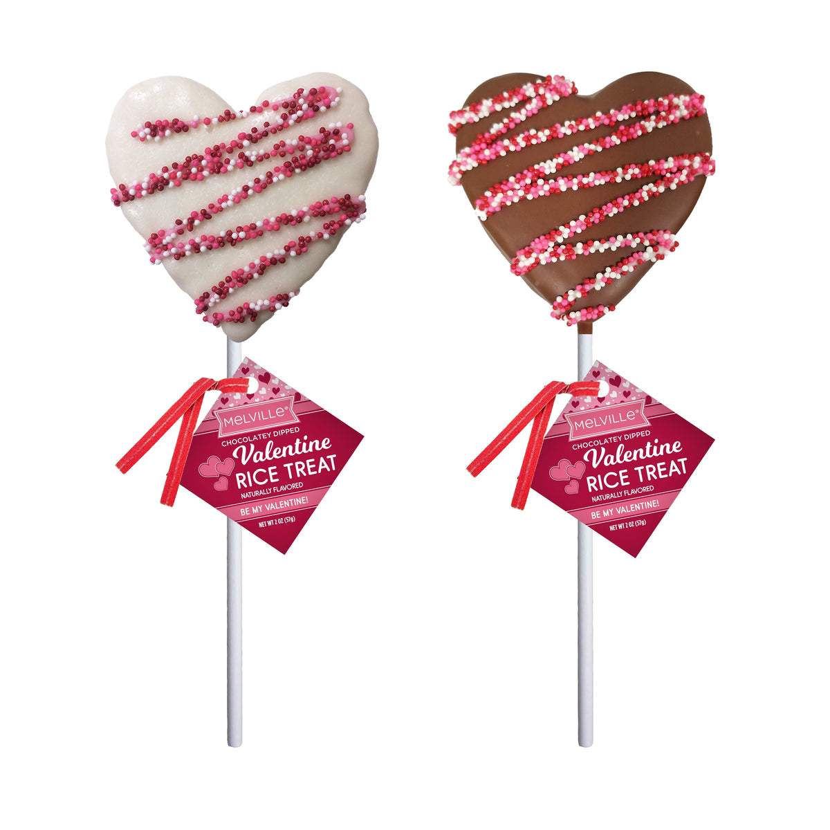 Rice Cereal Treat w/ Chocolate Heart Drizzle & Nonpareils, 18ct