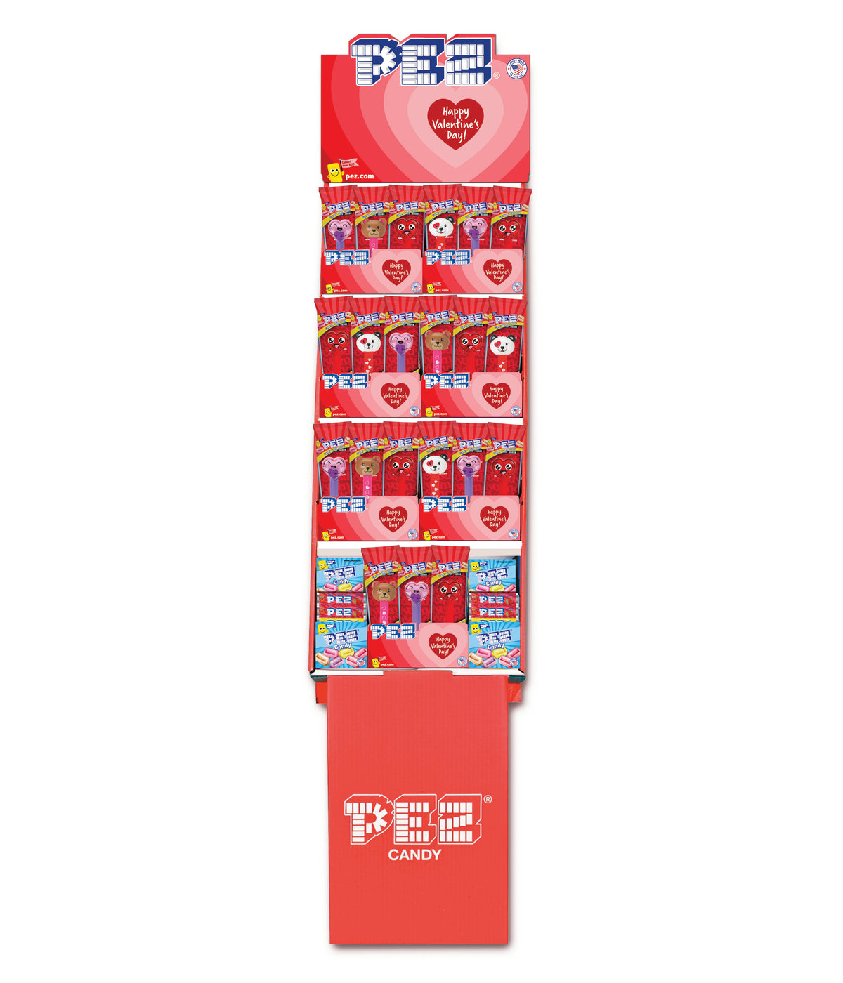 Valentine Poly Pez Assortment Floor Display, 1/108ct