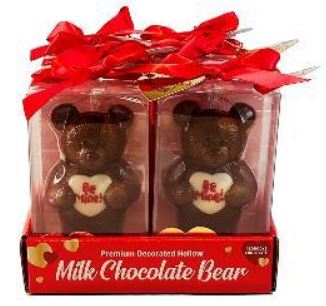 Vday Be Mine Heart Milk Chocolate Bear 2.12oz, 6ct