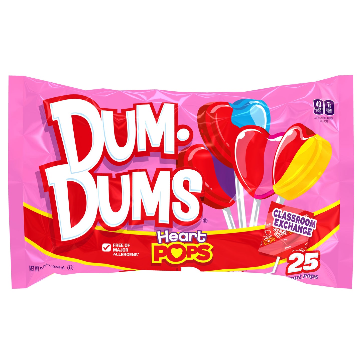 Dum-Dums Vday Heart Pops, 8.8oz Bag, 12ct