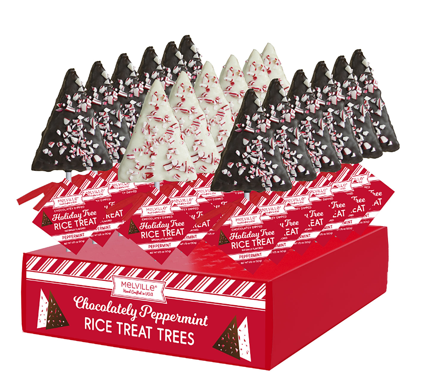 Rice Cereal Treat, White & Dark Chocolate Trees, 18ct