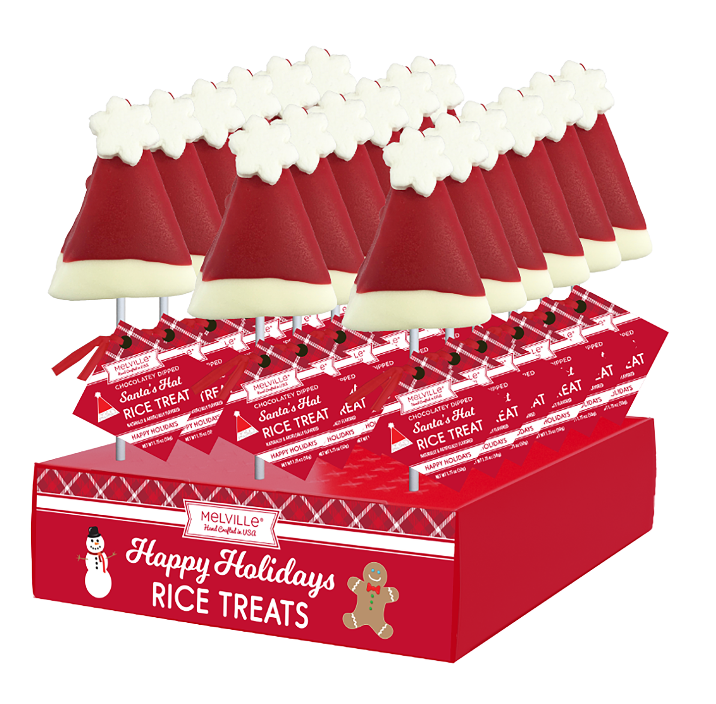Rice Cereal Treat, Santa Hats, 18ct