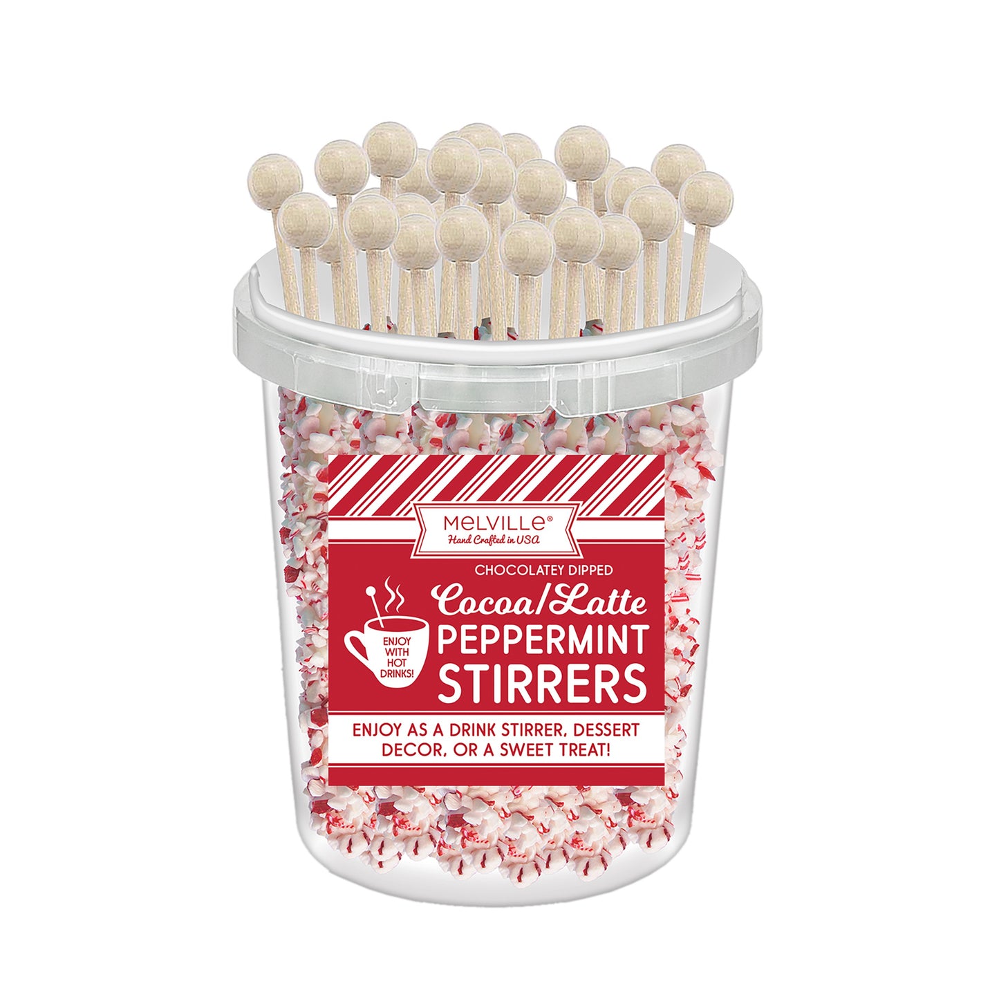 Chocolate Peppermint Stirrer Bucket w/ White Fudge, 30ct