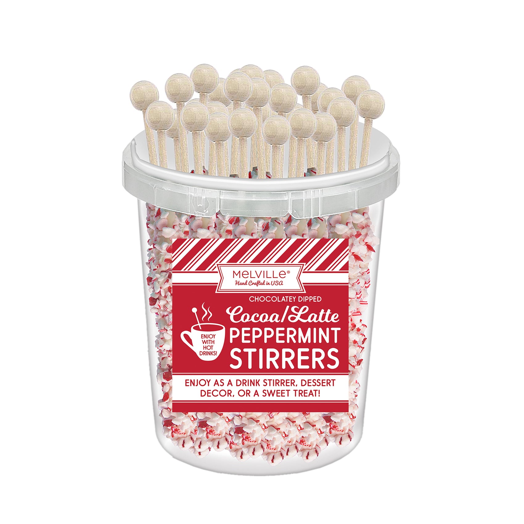 Chocolate Peppermint Stirrer Bucket w/ White Fudge, 30ct