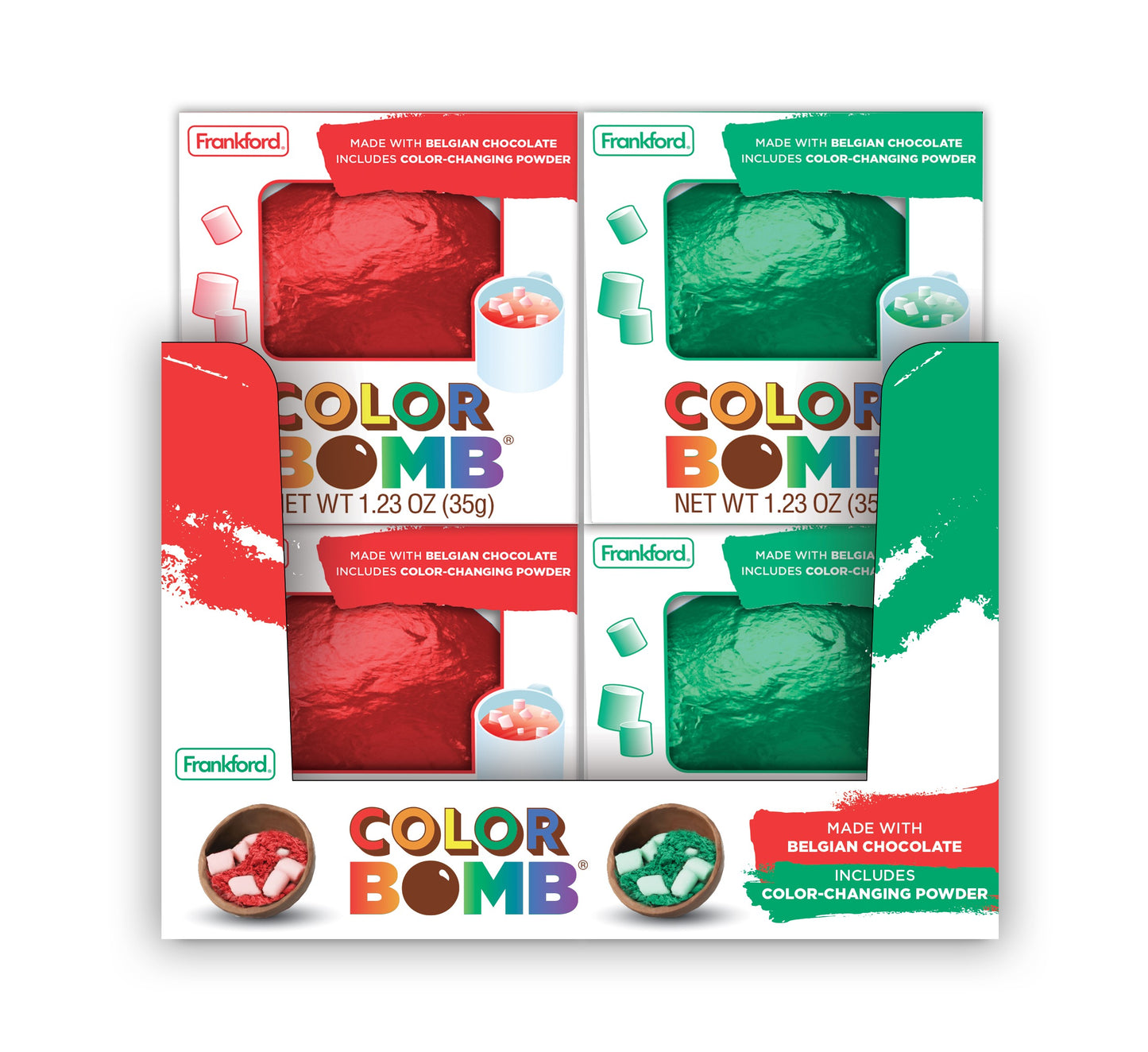 Frankford Red/Green Color Hot Chocolate Bombs, 12c