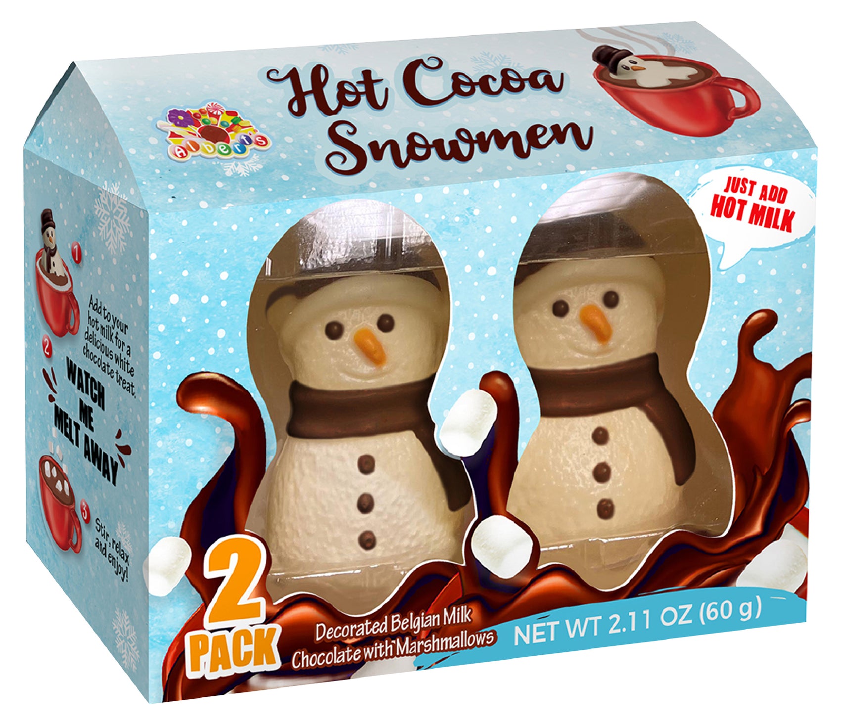 Hot Cocoa Snowmen w/ Marshmallows, 2pk, 6ct