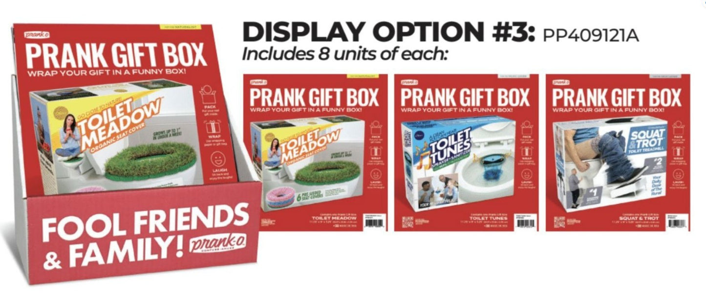 Prank Gift Box Display 3 units, 8 each Toilet Joke