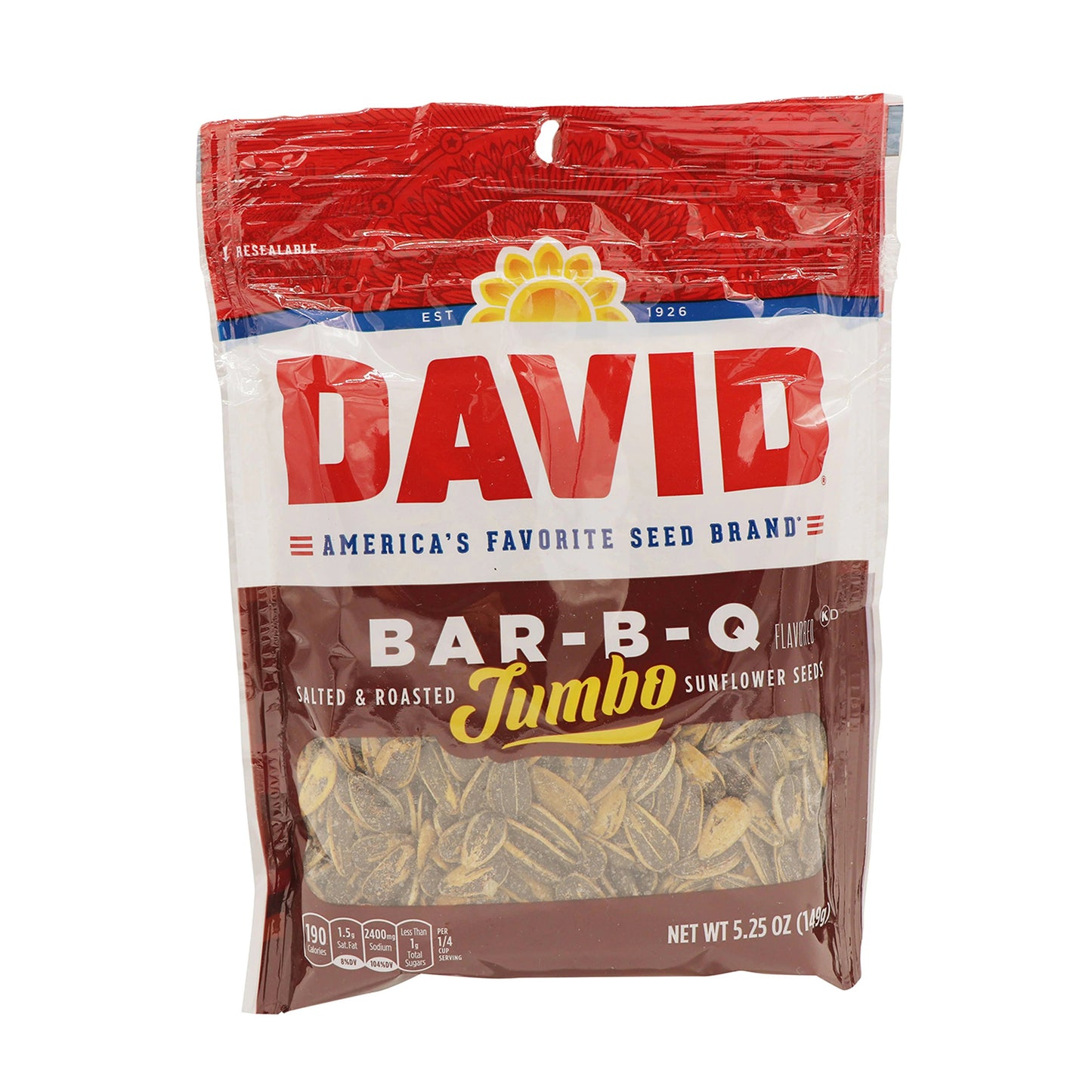 David Sunflower Seeds, Bar-B-Q Flavor, 5.25oz, 12ct Case