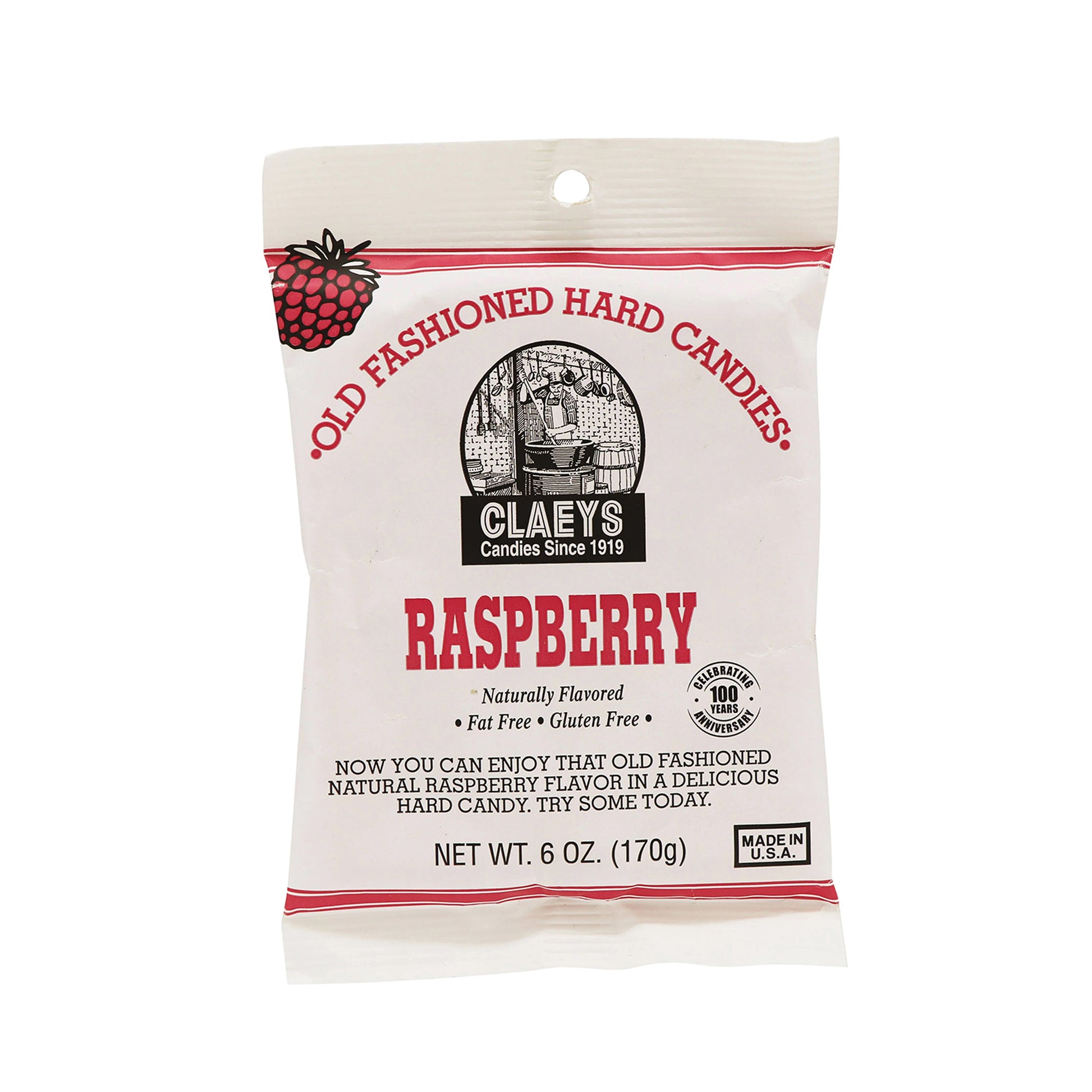 Claeys Old Fashioned Hard Candies Raspberry, 6oz Bag 24ct
