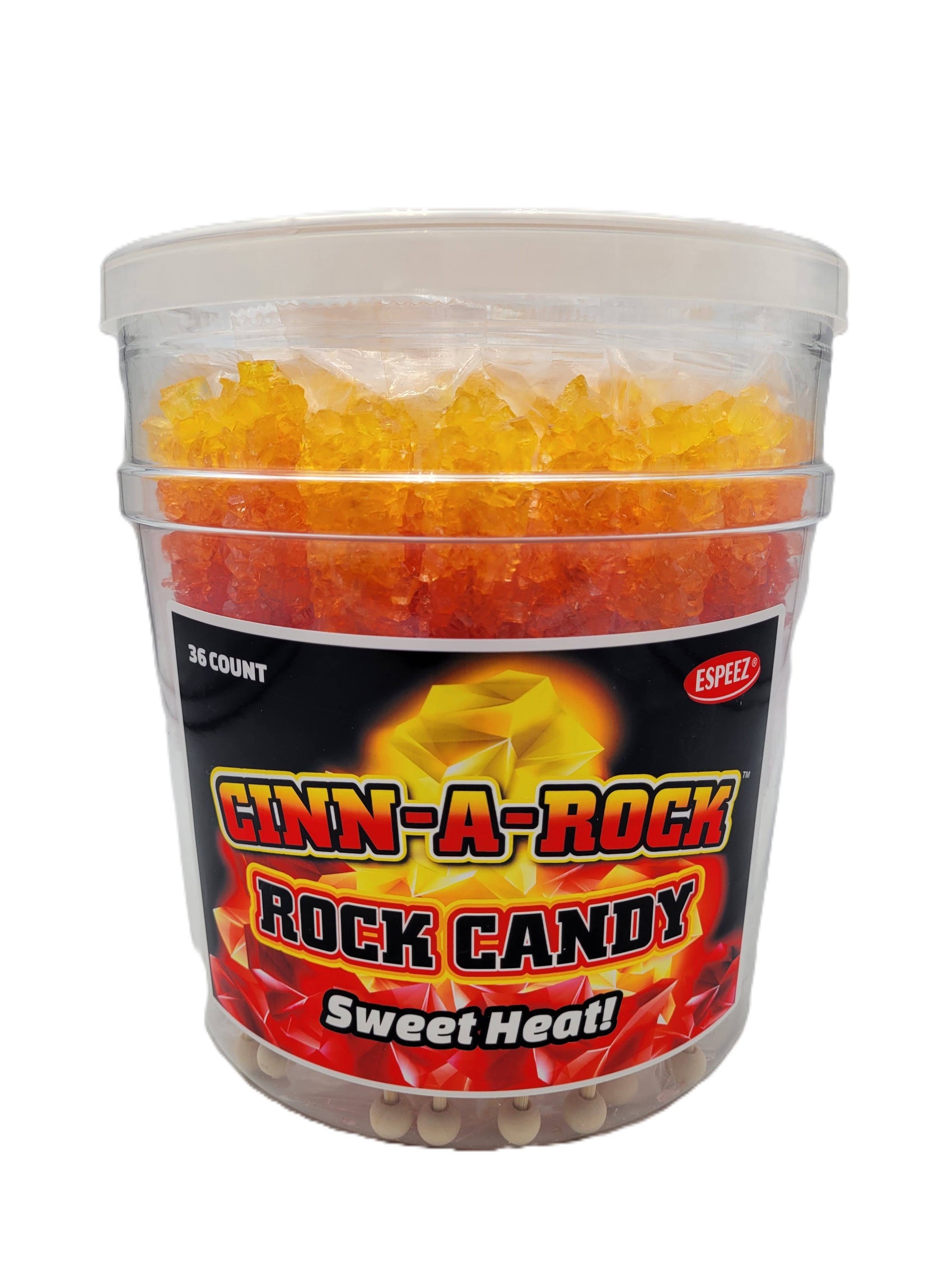 Cinn-a-rock Sweet Heat Rock Candy Sticks, 36ct Tub