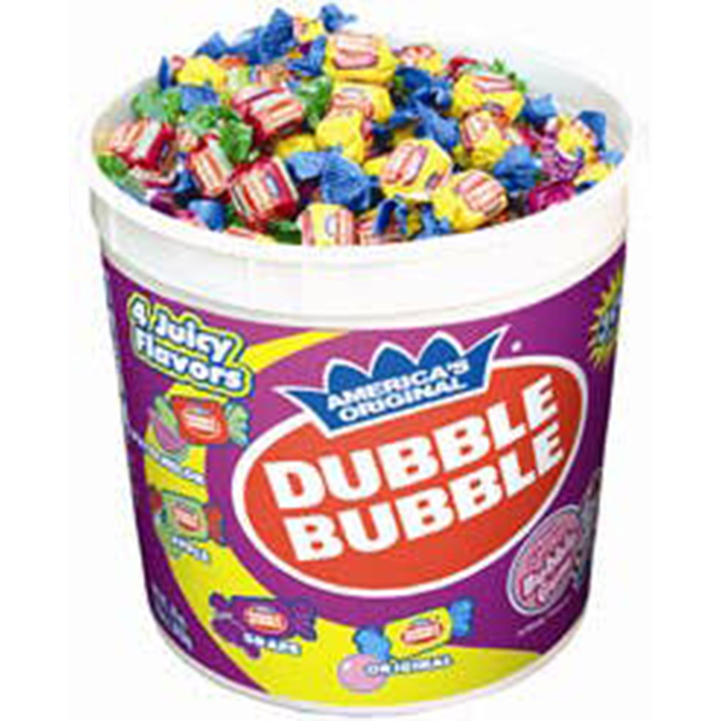 Dubble Bubble Assorted Fruit Bubble Gum Tub, 300ct