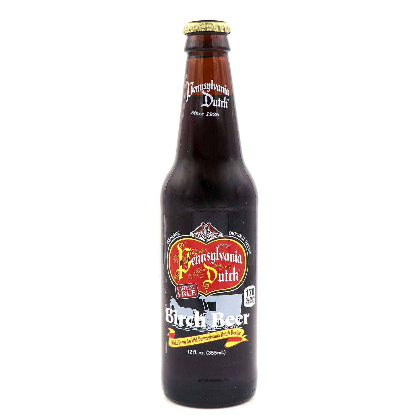 PA Dutch Birch Beer Soda, 12oz Glass Bottle 12ct