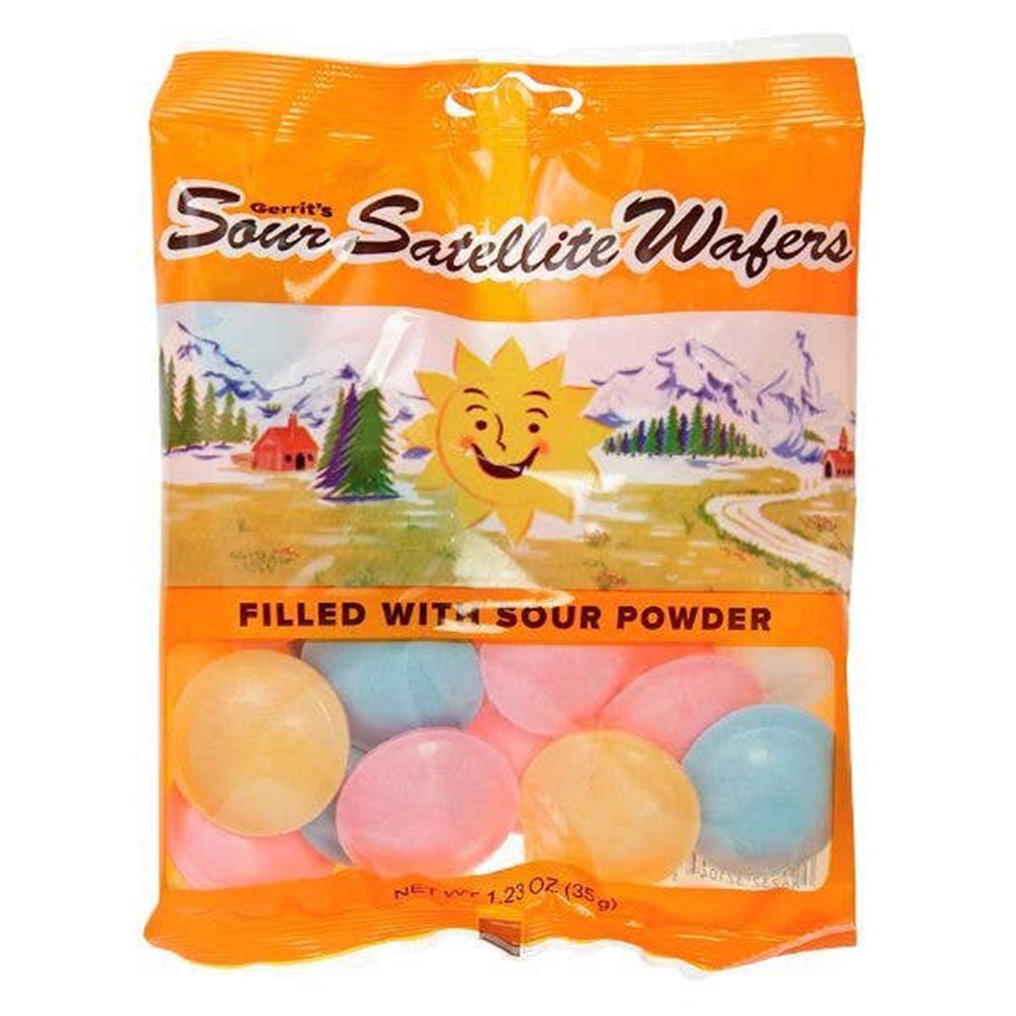 Satellite Wafers Sour Powder Filled Candy Peg Bags, 12ct