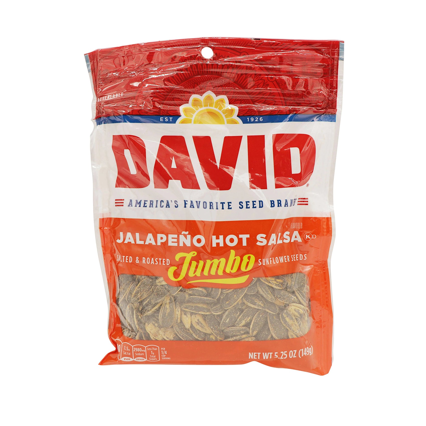 David Sunflower Seeds, Jalapeno Flavor, 5.25oz, 12ct Case