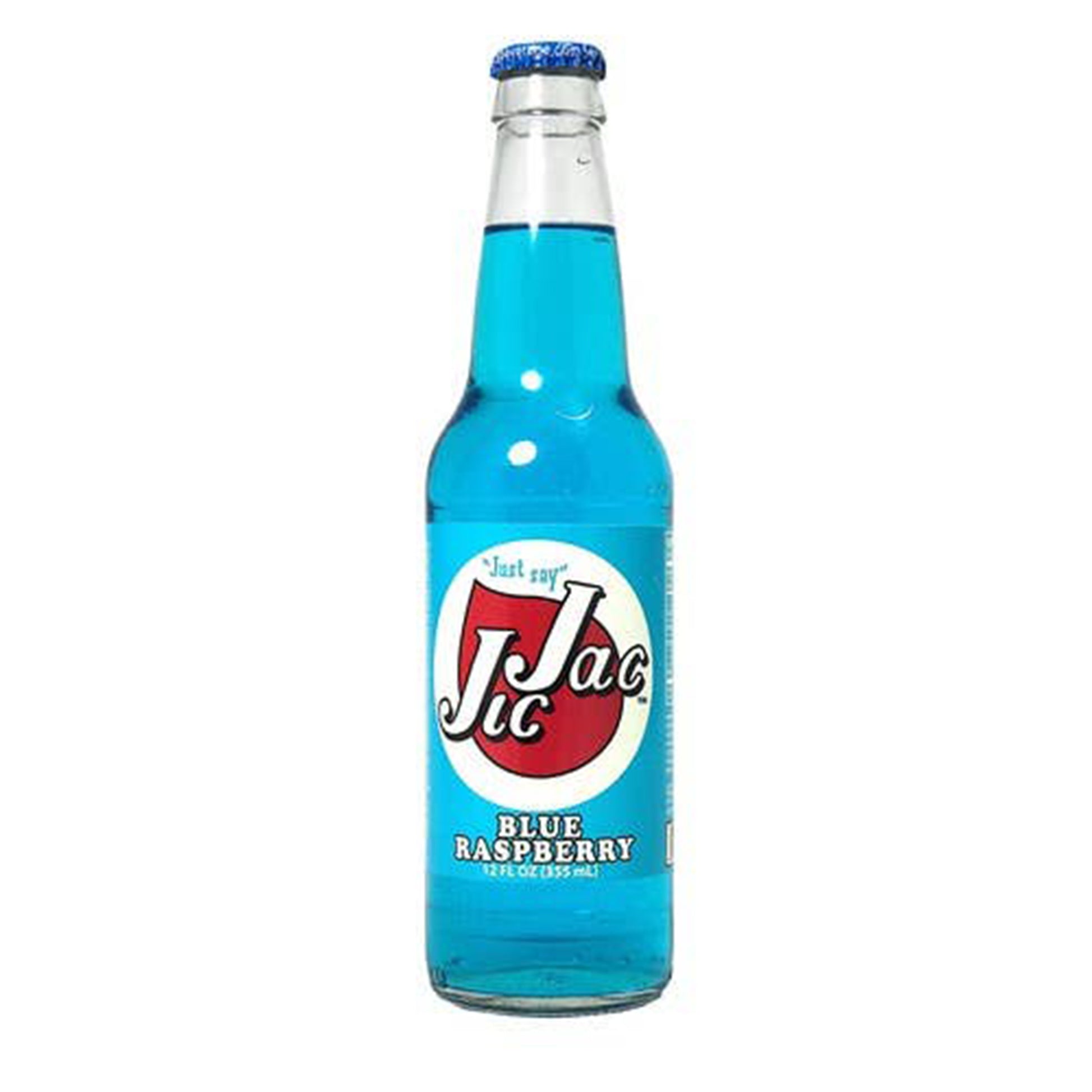 Jic Jac Blue Raspberry Soda, 12oz Glass Bottle 12ct