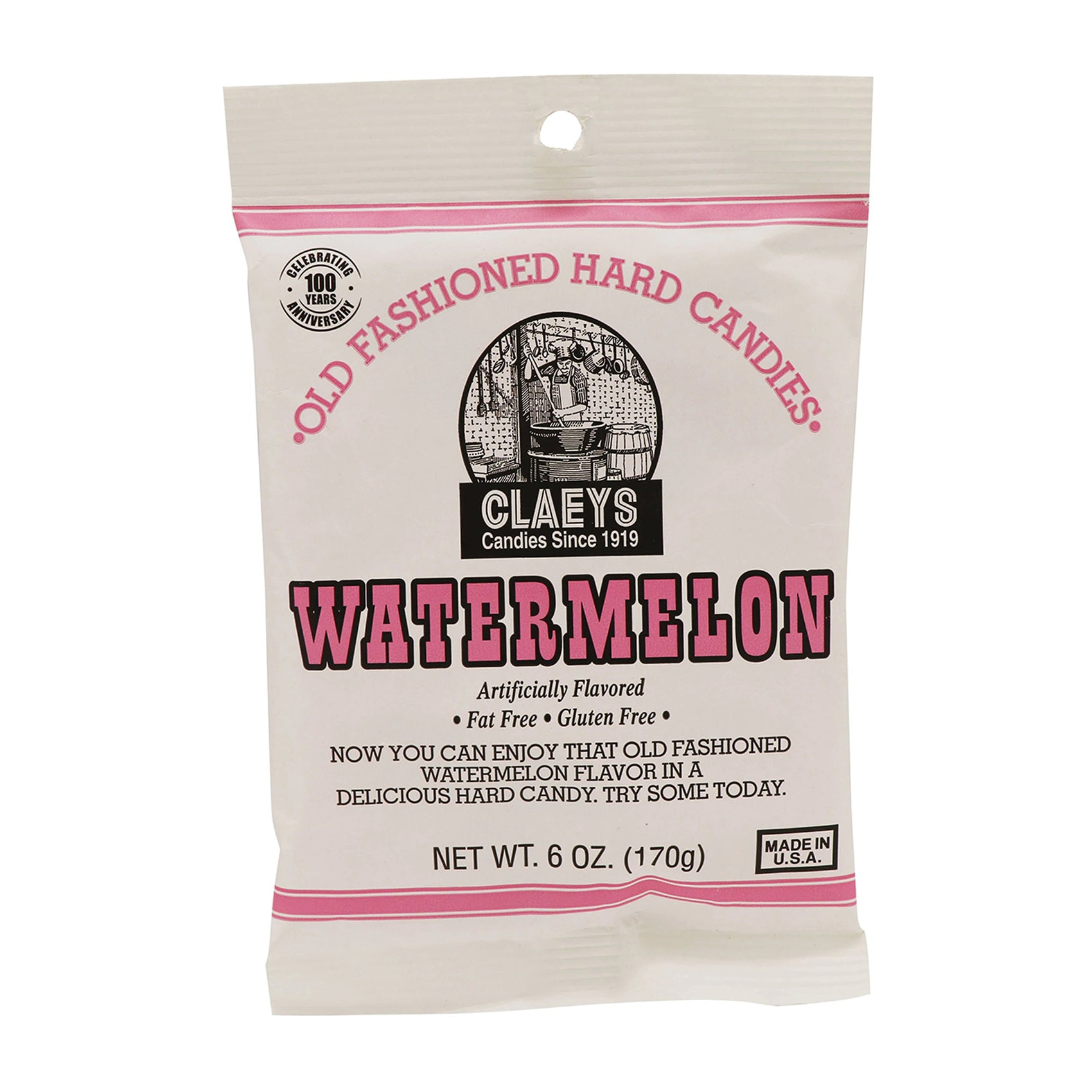 Claeys Old Fashioned Hard Candies Watermelon, 6oz Bag 24ct