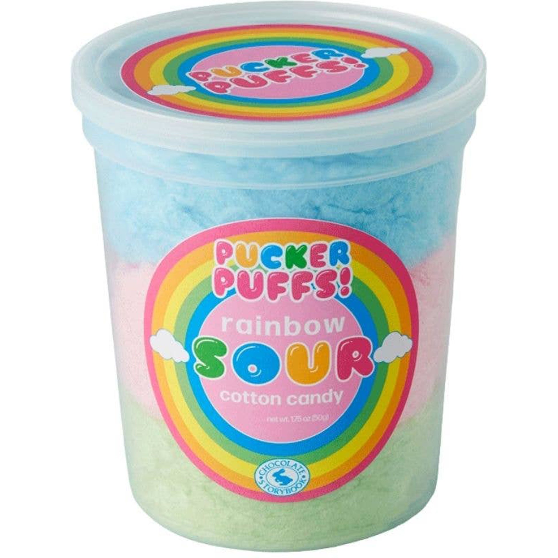 Pucker Puff Rainbow Sour Cotton Candy, 1.75oz, 12ct Case