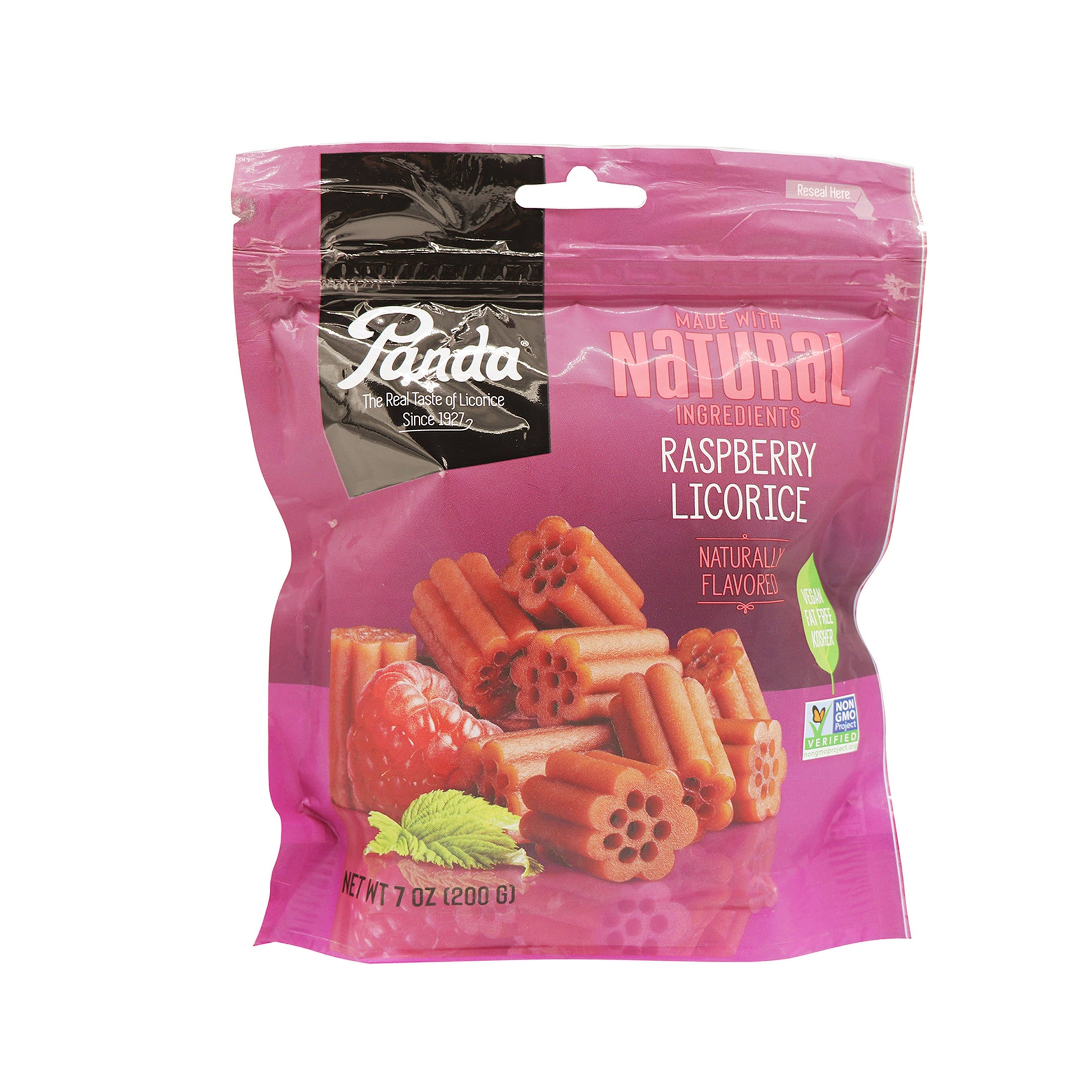 Panda Licorice, Raspberry Flavor, 7oz Bag, 8Ct Case