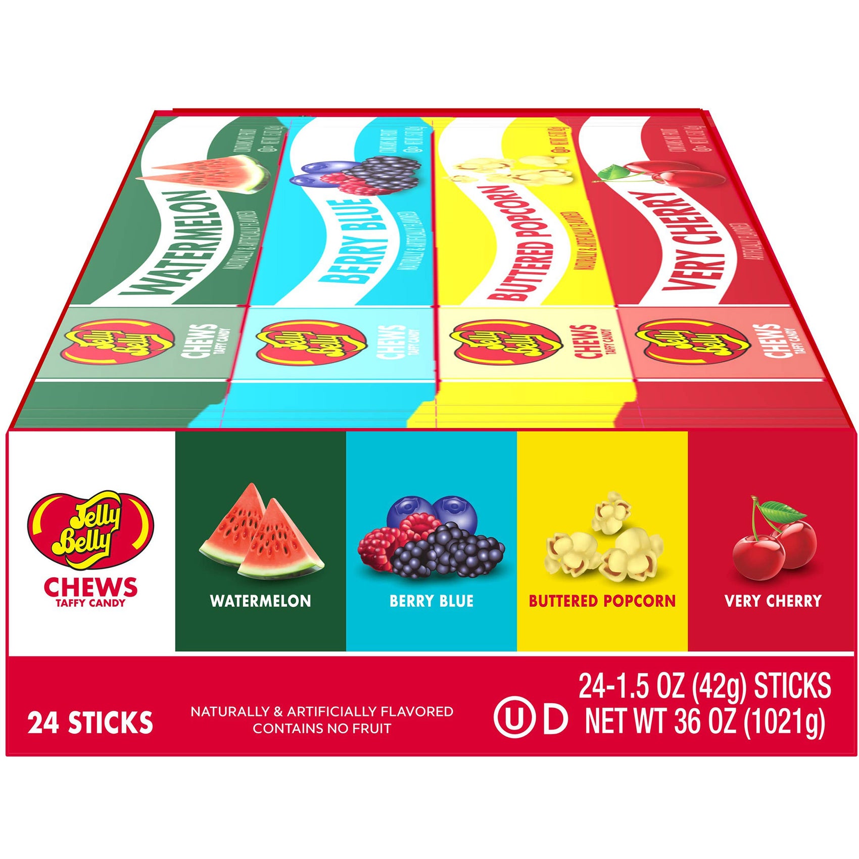 Jelly Belly Chews, Taffy Candy, 1.5oz Bars, 24ct Box